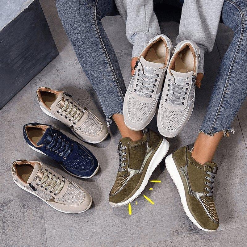 Bunion Sneakers for Women — Platform, Memory Foam, Zipper, Wide Fit