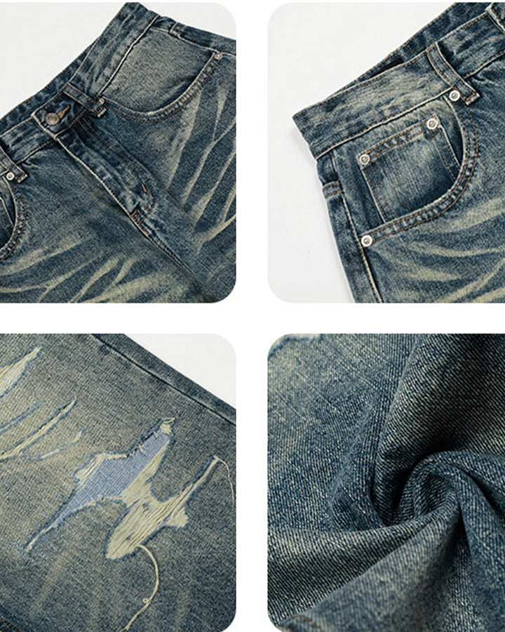 American Street Distressed Straight-Leg Jeans