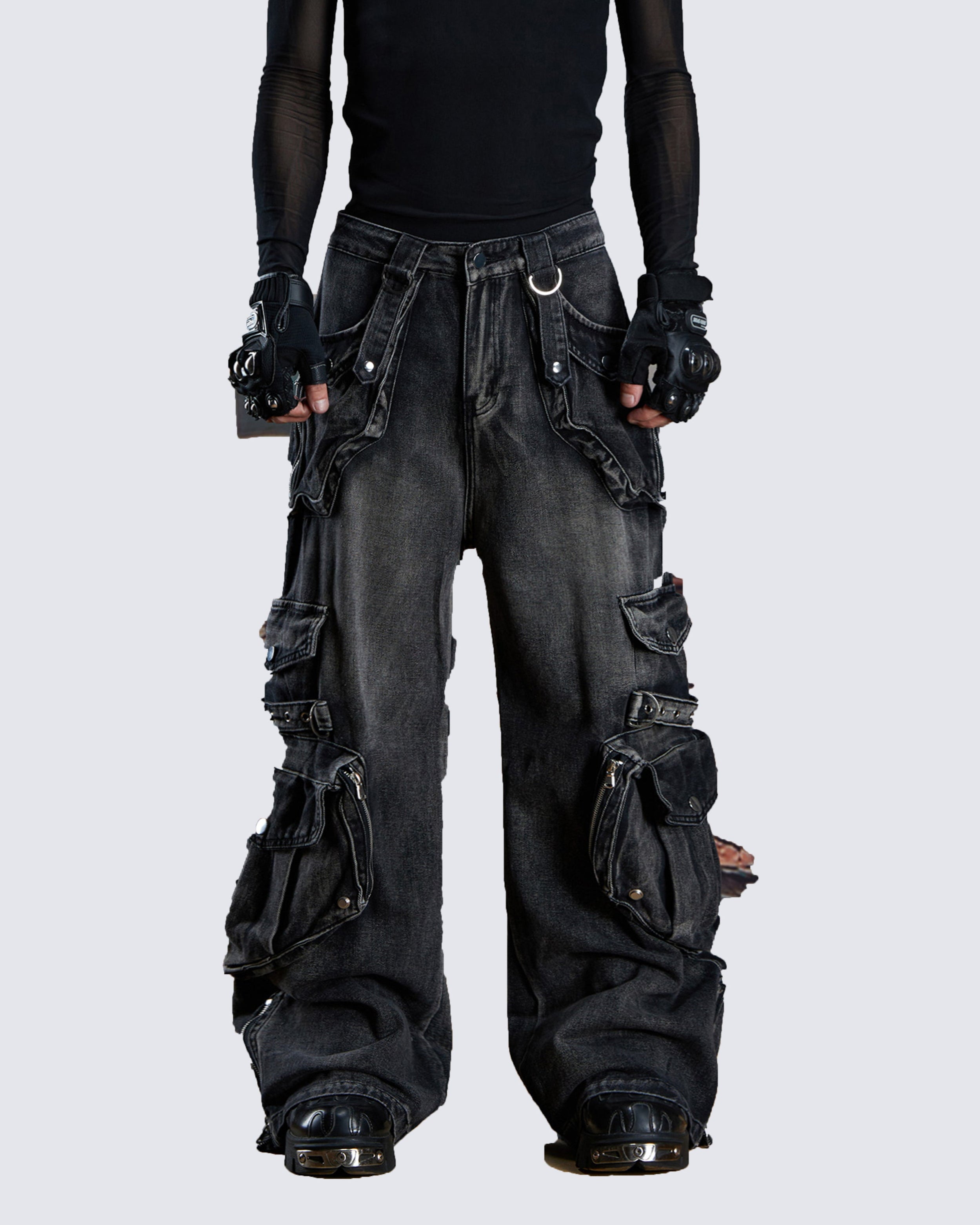 Vintage Streetwear Cargo Flared Jeans