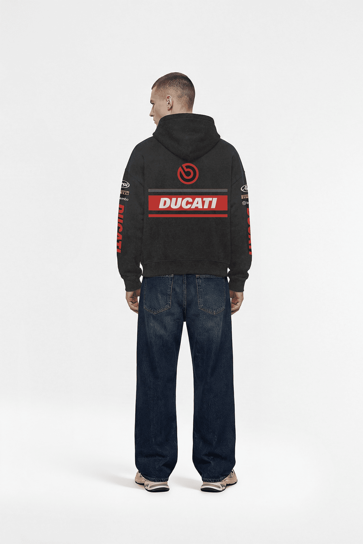 Ducati Racing Heritage Oversized Hoodie - Vintage Black Acid Wash