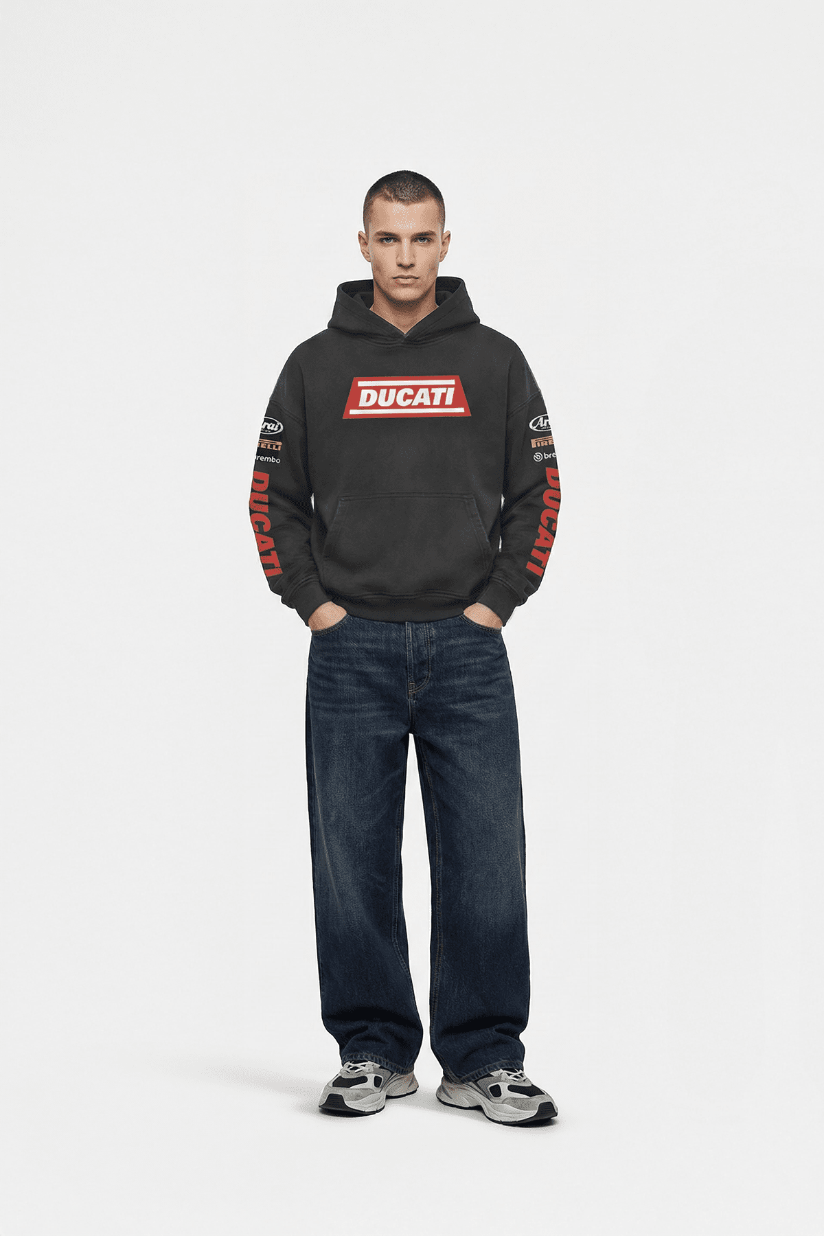 Ducati Racing Heritage Oversized Hoodie - Vintage Black Acid Wash