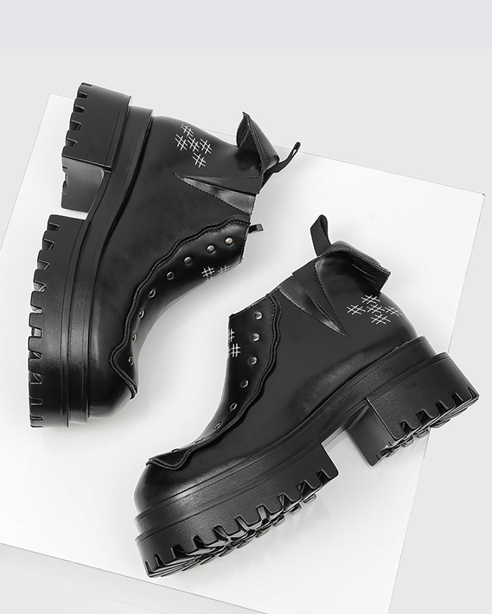 Retro Street Chunky Sole Ankle Boots