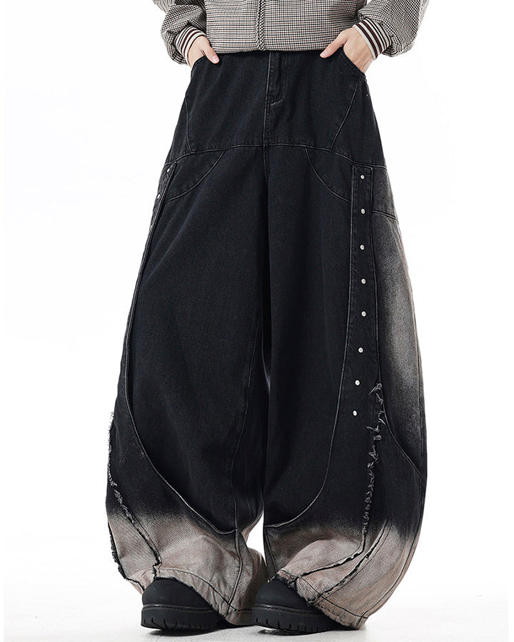 Heavy Design Studded Wide-Leg Pants