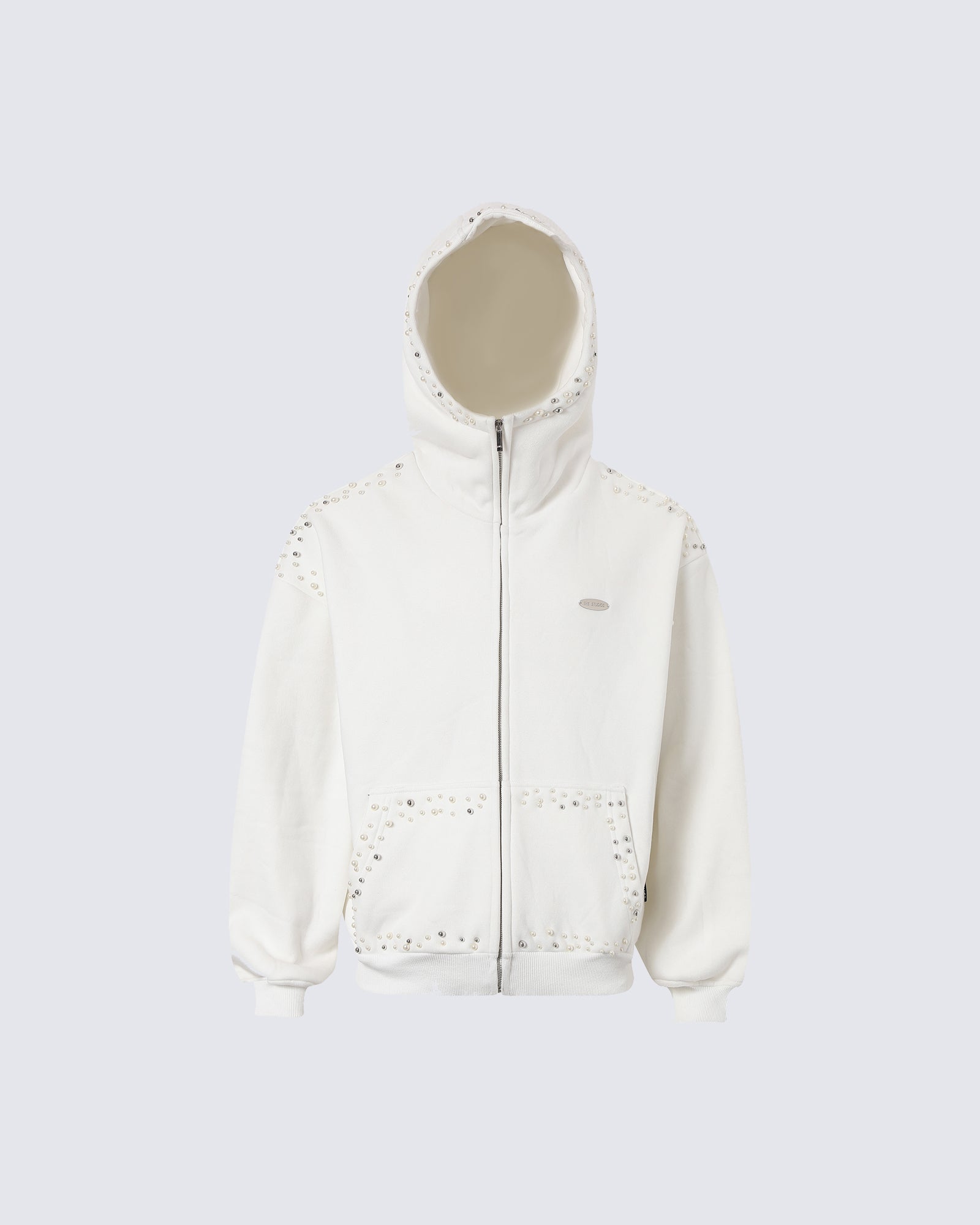 New Year New Studded Zip Hoodie