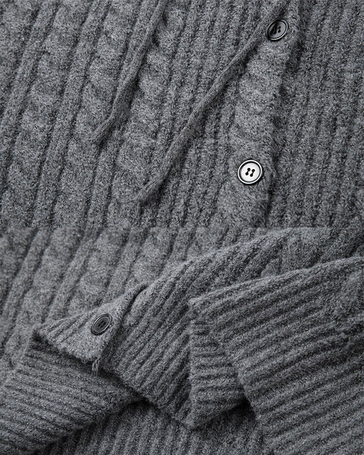 Hooded Cable Knit Streetwear Sweatshirt