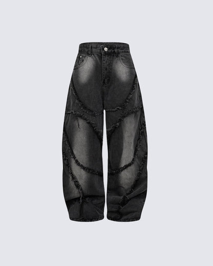 Spiral-Stitched Wide-Leg Jeans