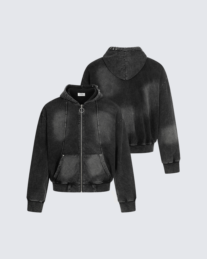 Vintage Washed Zip-Up Hoodie