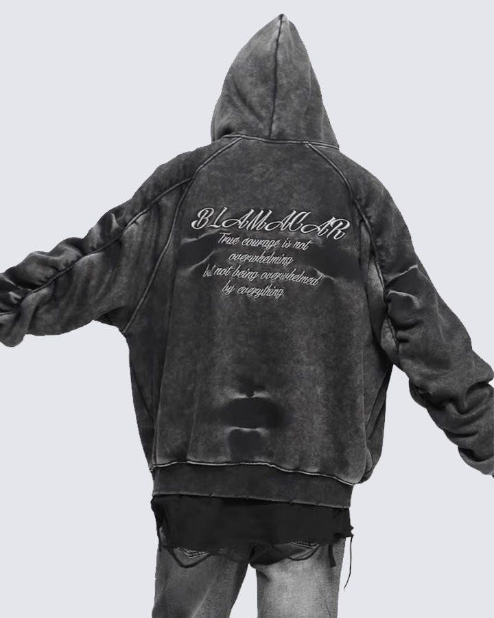 Vintage Washed Oversized Zip-Up Hoodie