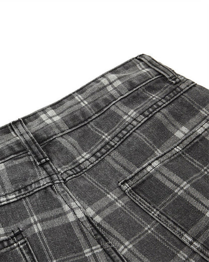 Retro Plaid Wide-Leg Casual Pants