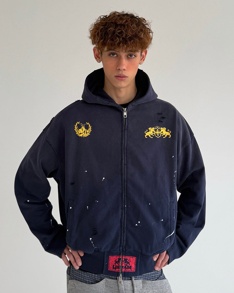 Splatter Boxy Zip Hoodie