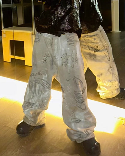 Hand-painted Graffiti Distressed Denim Jeans