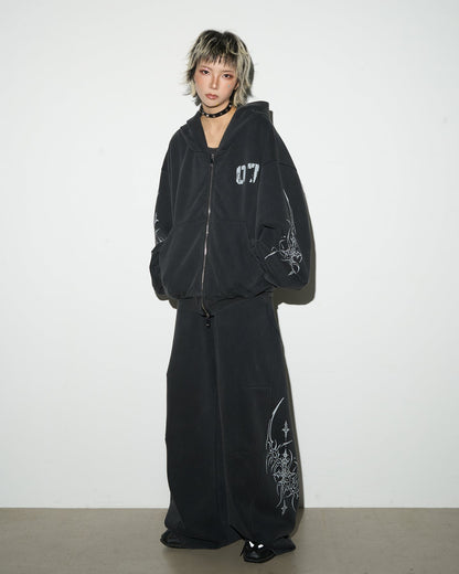 Gothic Tree Graphic Oversized Hoodie