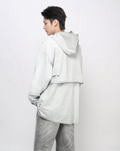 Retro Letter Distressed Hooded Sweatshirt