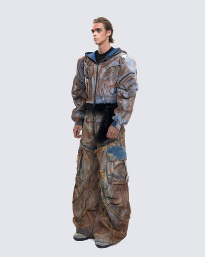 Wasteland Mud-Dyed Layered Wide-Leg Jeans