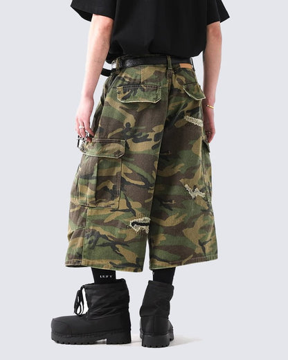 Vintage Camo 3/4 Cargo Shorts