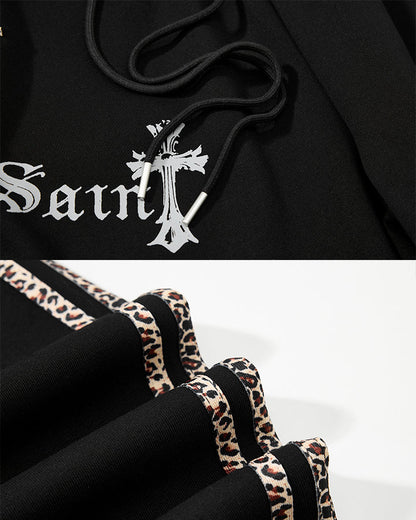 Winter Cross Print Wide-Leg Sweatpants