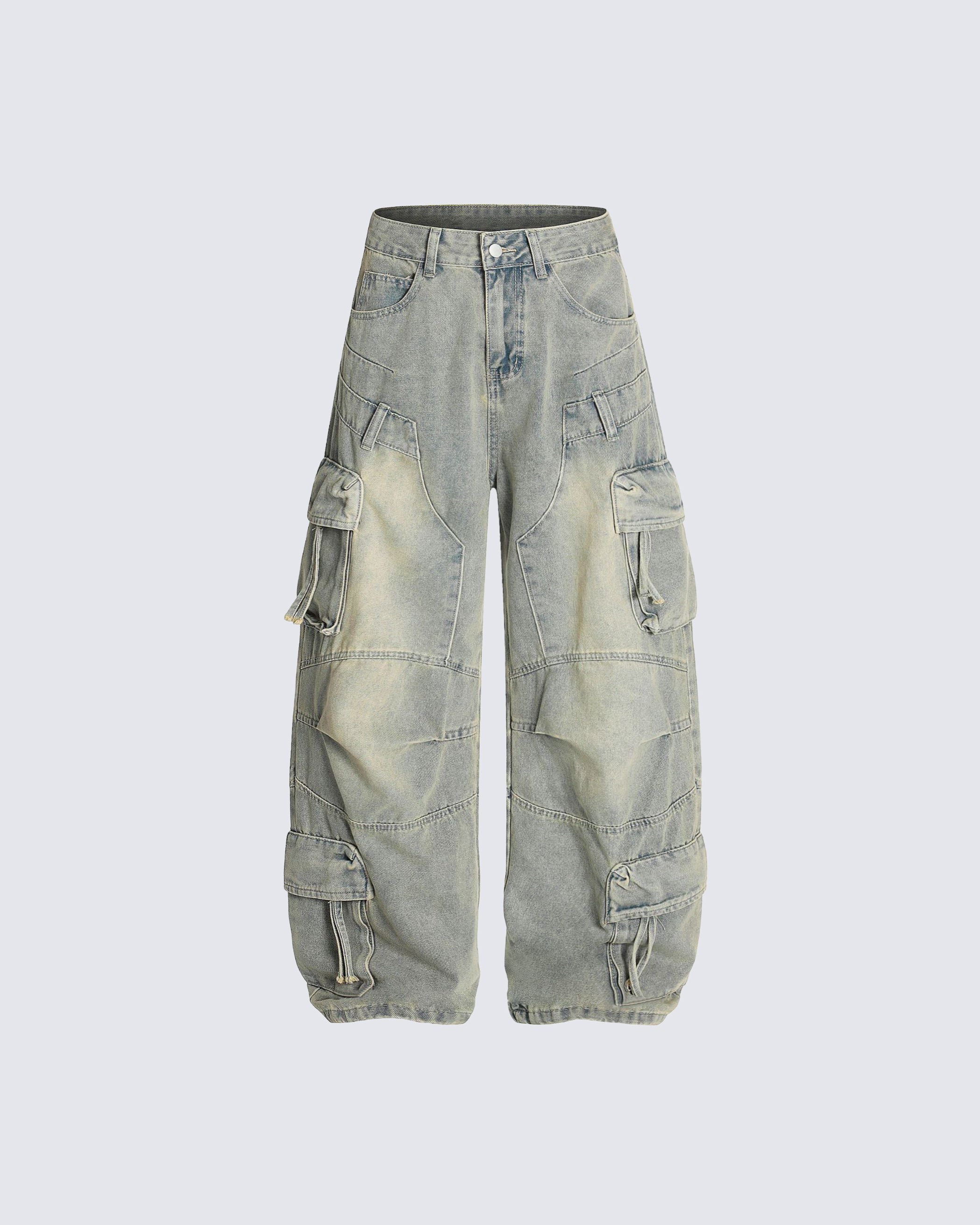 HighStreet Vibe Heavy Wash Multi-Pocket Denim Pants