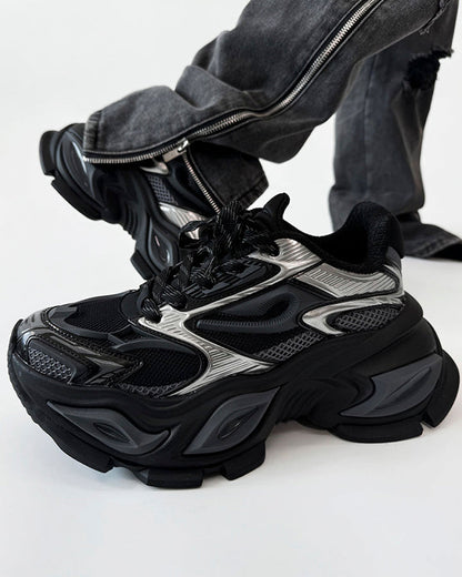 Chunky Black Platform Height-Increasing Sneakers