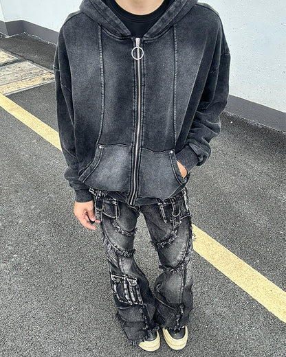 Vintage Washed Zip Hooded Sweatshirt