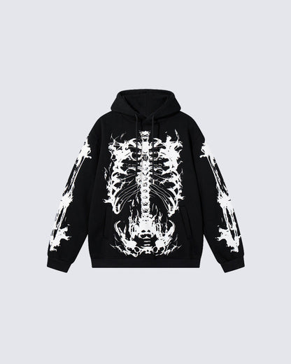 Autumn Winter Gradient Skeleton Print Hoodie