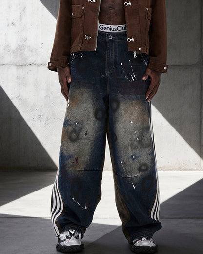 New Camouflage Washed Curved Straight-Leg Pants