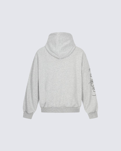 Gothic Cross Graphic Studded Hoodie