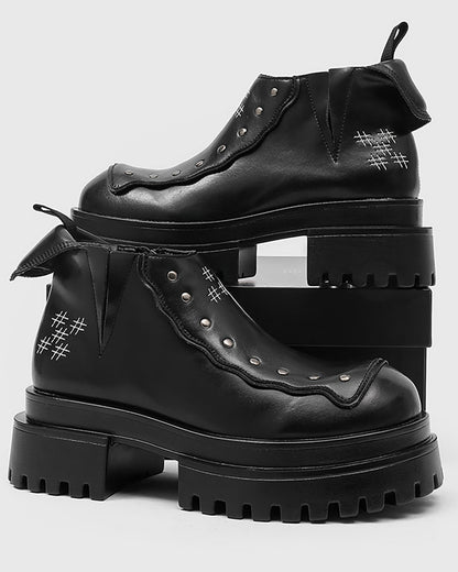 Retro Street Chunky Sole Ankle Boots