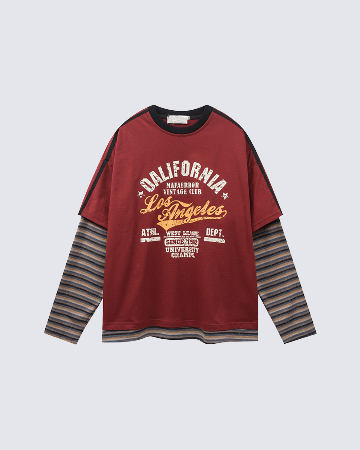 Layered Sleeve Graphic Tee – Vintage Style
