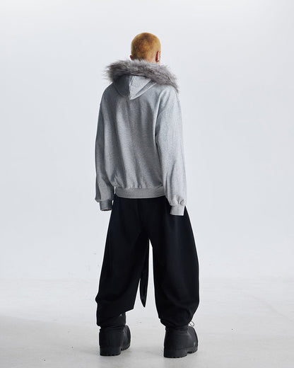 Totem Print Tie-Waist Scimitar Relaxed Wide-Leg Sweatpants
