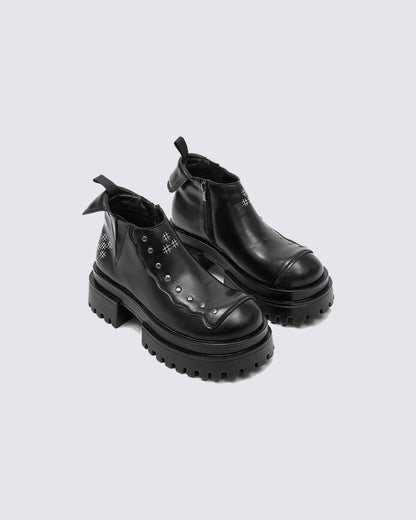 Retro Street Chunky Sole Ankle Boots