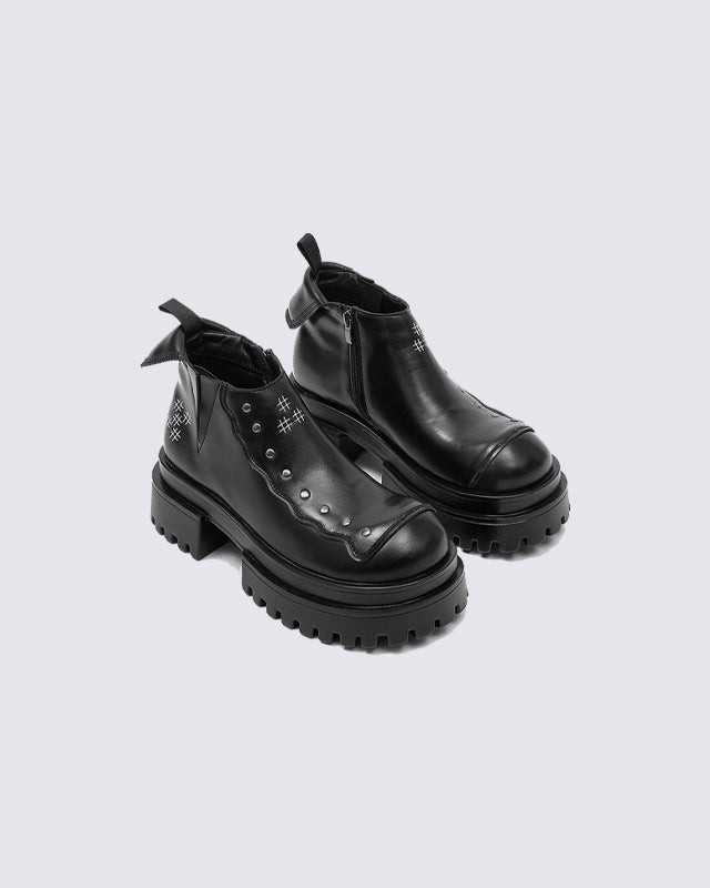 Retro Street Chunky Sole Ankle Boots