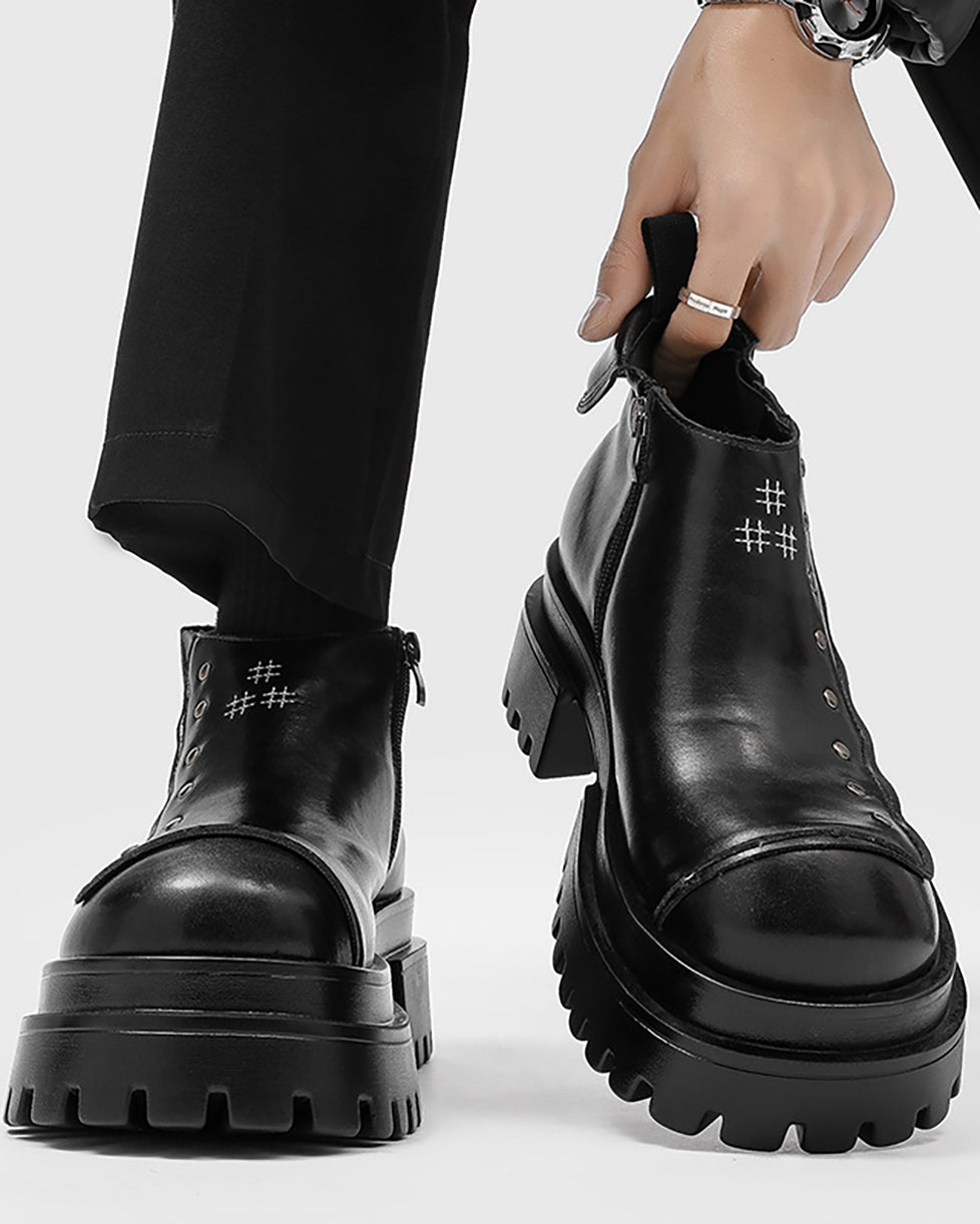 Retro Street Chunky Sole Ankle Boots