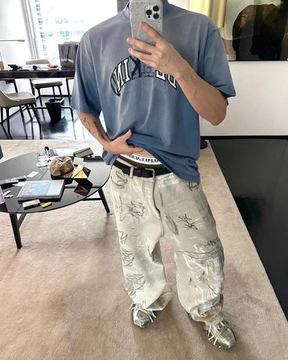 Hand-painted Graffiti Distressed Denim Jeans