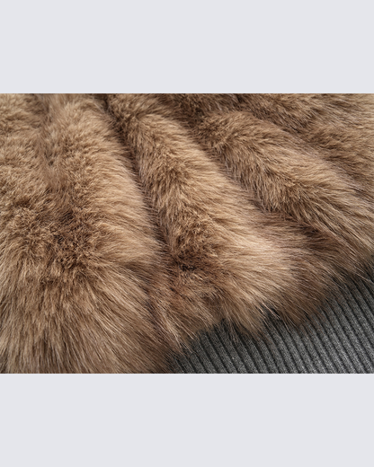 Faux Fur Layered Hooded Jacket