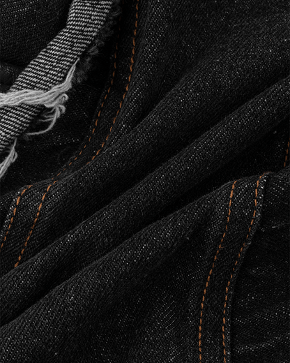 Frayed Patchwork Wide-Leg Denim Pants