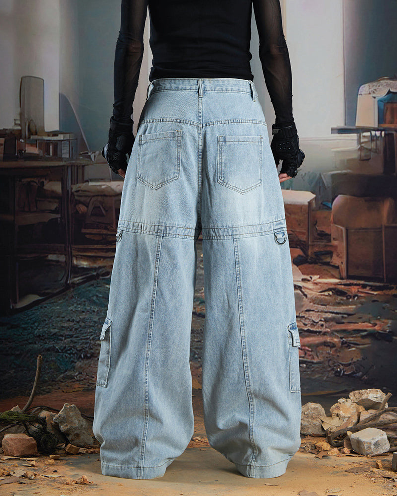Vintage Multi-Pocket Denim Cargo Pants
