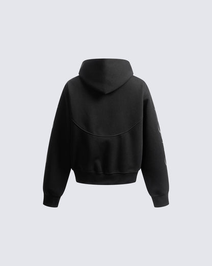 Embroidered Graphic Zip-Up Hoodie