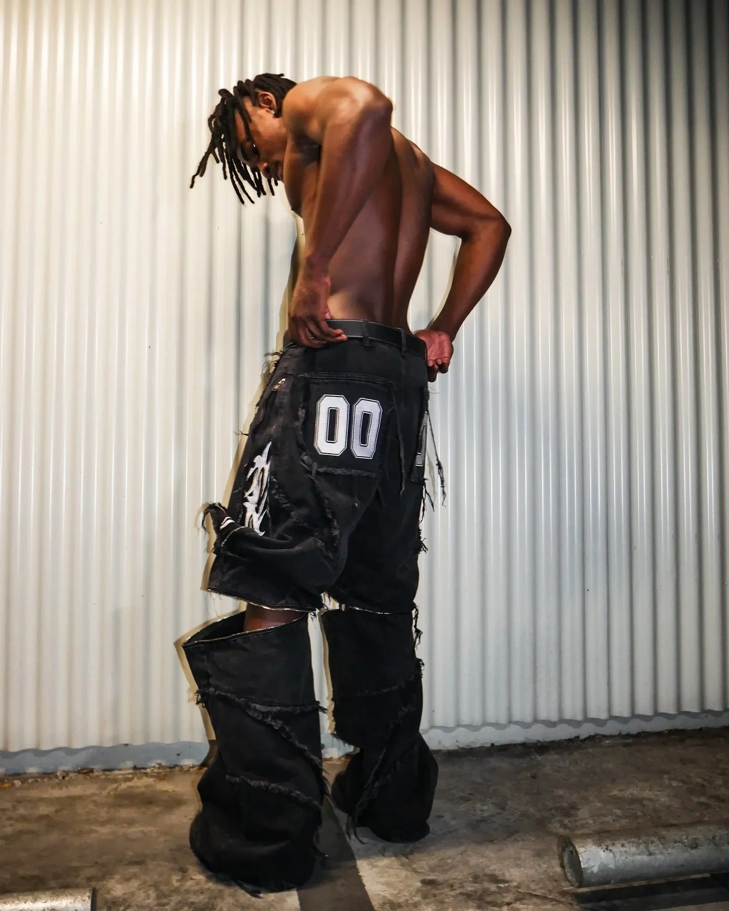 Gothic Spiral Distressed Convertible Jeans