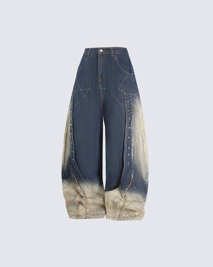 Heavy Design Studded Wide-Leg Pants