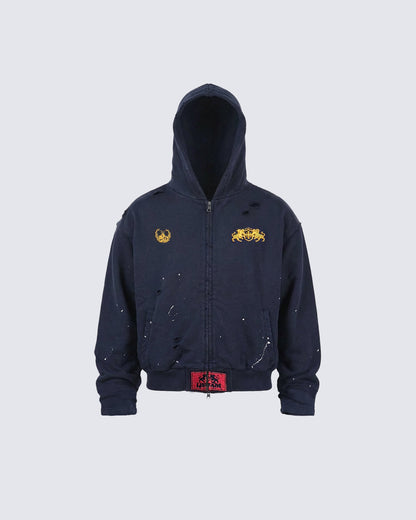 Splatter Boxy Zip Hoodie