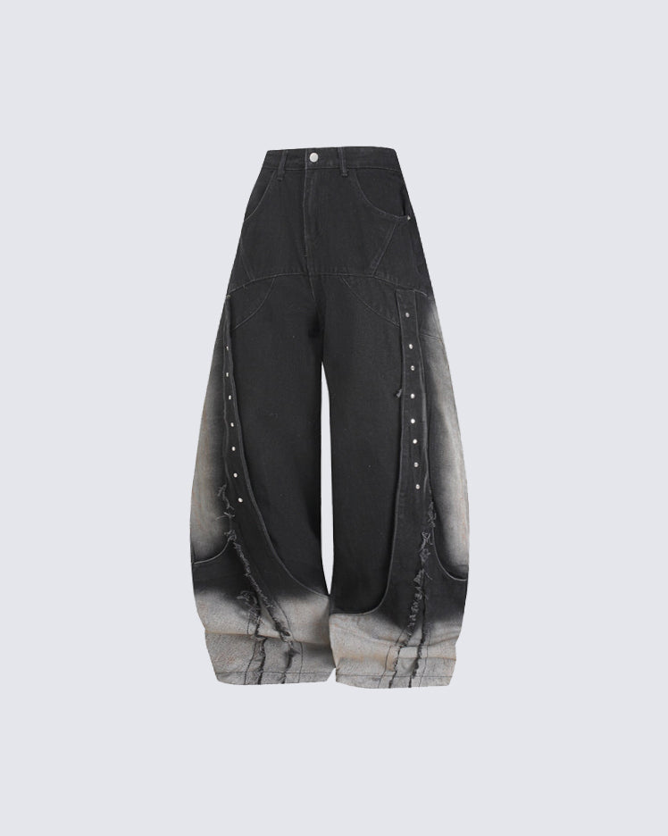 Heavy Design Studded Wide-Leg Pants