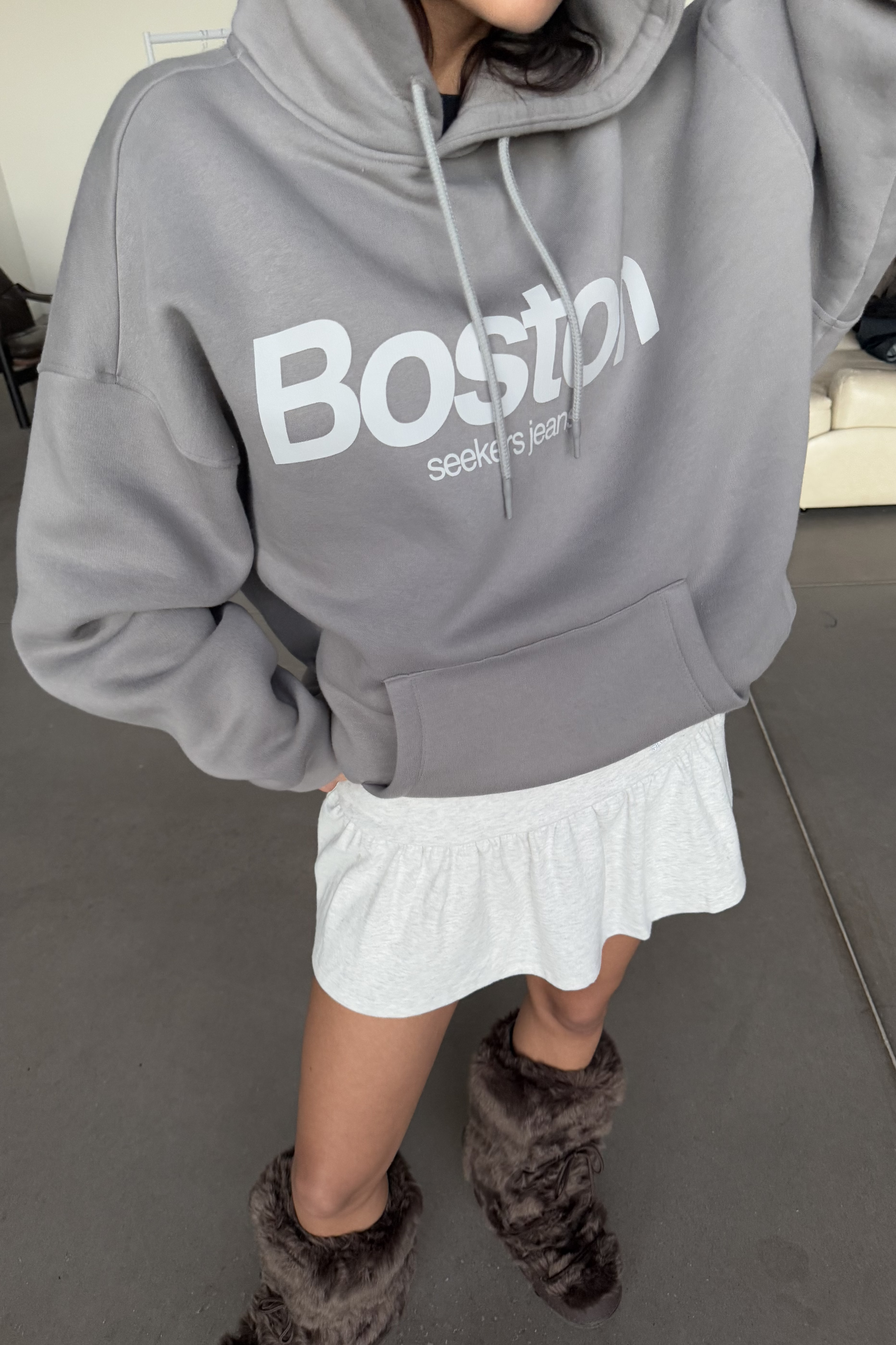 Boston Hoodie in Mid Grey