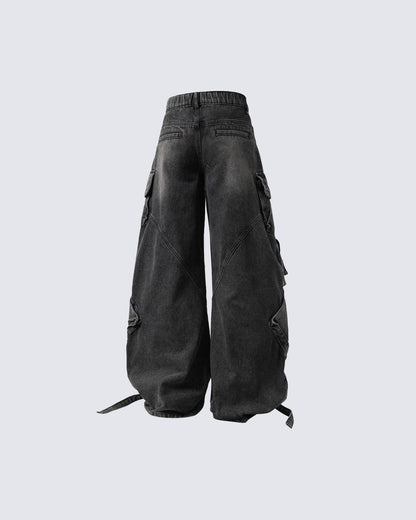 Retro Multi-Pocket Cargo Denim Pants