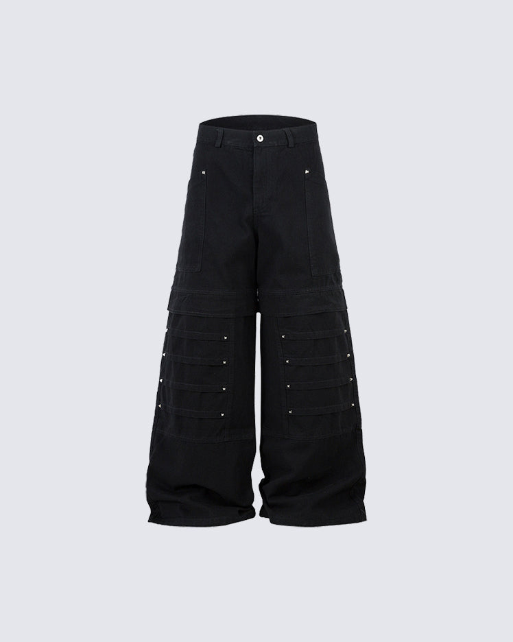 Riveted Pleated Wide-Leg Pants
