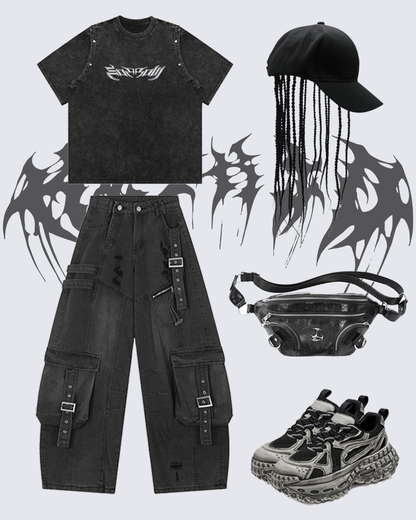 Ripped Denim Cargo Pants – Street Style