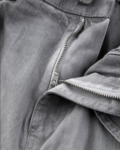 Washed Grey Multi-Pocket Cargo Pants