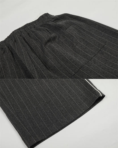 Pinstripe Drawstring Wide-Leg Pants