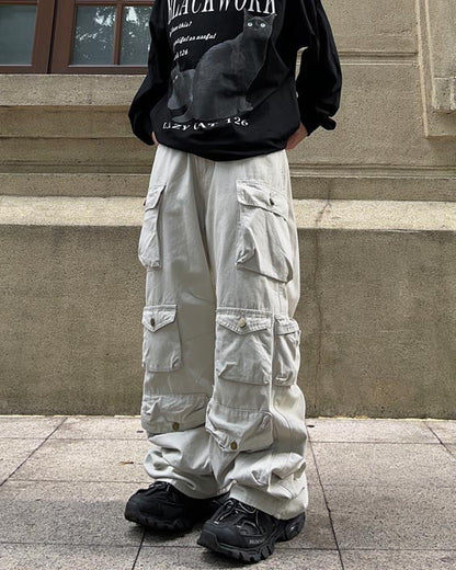 Multi-Pocket Straight-Leg Workwear Jeans