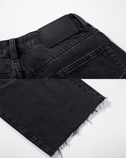 Deconstructed Patchwork Raw-Edge Wide-Leg Pants