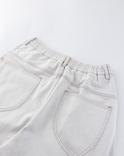 Relaxed Wide-Leg Panel Denim Pants